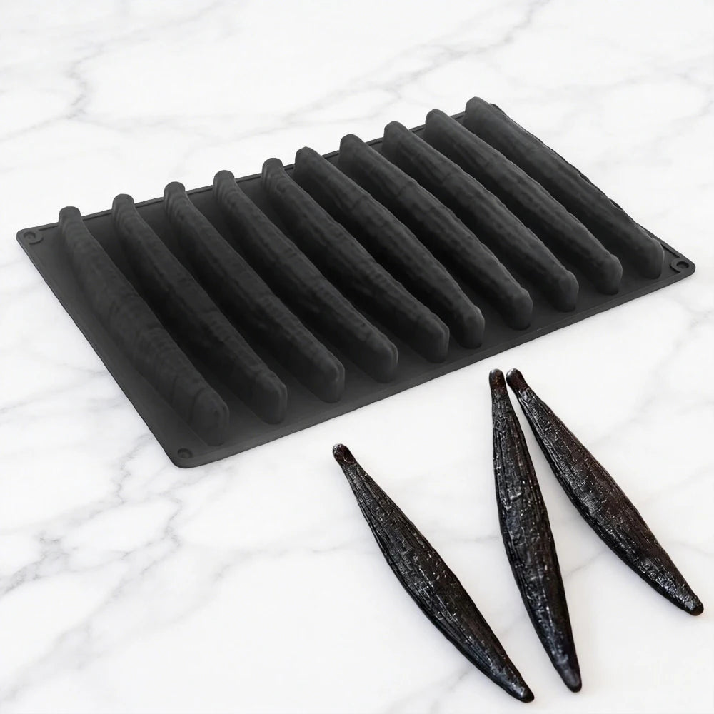 1 or 6 or 10-Cell Vanilla Pod Design Chocolate Mold Dessert Baking Tools Kitchen Silicone Bakeware Food Grade Cake Mould