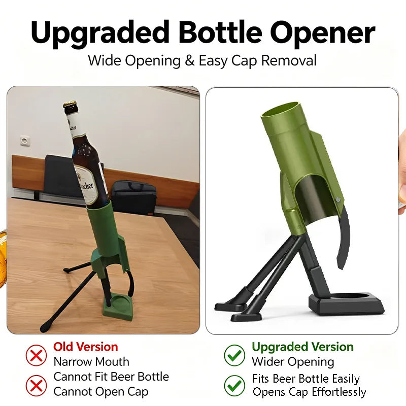 Beer Bottle Mortar Bottle Opener, 33/51mm Mortar Beer Bottle Opener Heavy-Duty Tactical Cap Launcher Hands-Free Push Down Opener