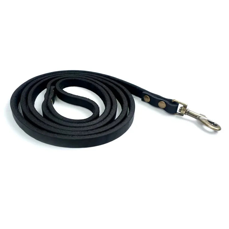 2025 New Top Grain Leather Dog Leash Genuine Cowhide Traction Rope Durable Pet Tether for Small to Medium Sized Pets