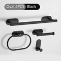 4pcs Bathroom Punch-free Towel Bar Set Stainless Steel Bathroom Hardware Wall-mounted Towel Rack Hook Tissue Holder