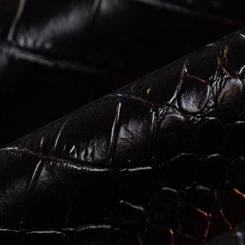 Gmiixder Functional Imitation Crocodile Leather Jacket Men's Spring Autumn American Retro High Street Motorcycle Leather Coat