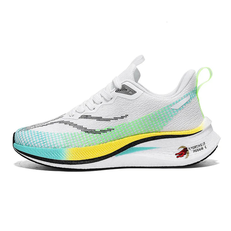 New Sport Running Shoes Men Women Mesh Breathable Trendy Summer Shoes Full Palm Carbon Board Racing Student Sports Running Shoes