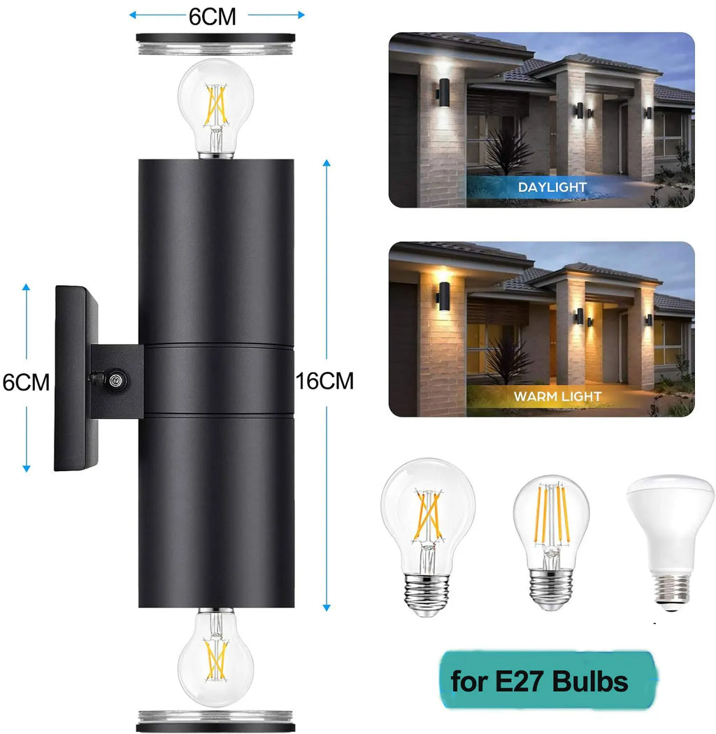 Outdoor LED Wall Lights  Replaceable Light Bulb E27 Waterproof Wall Lamp for Modern Home Interior Stairs Lighting Decoration