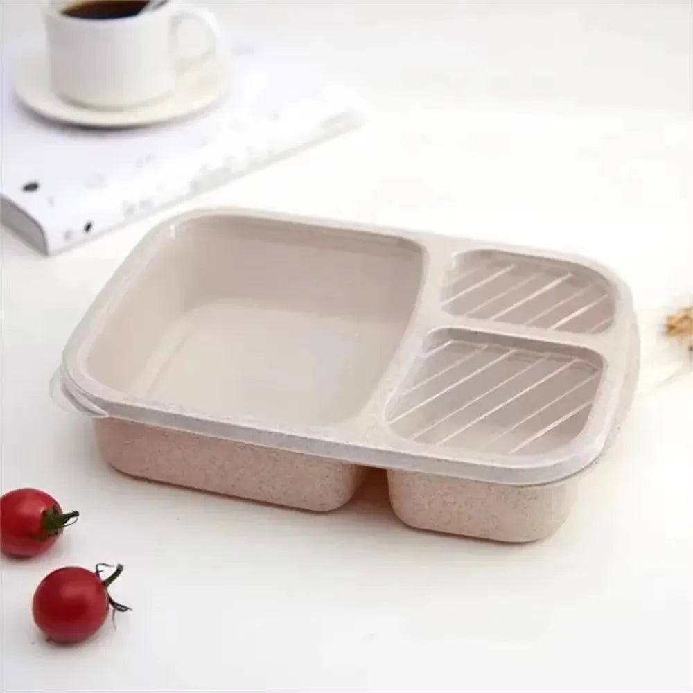 1-3pc Straw Lunch Box Portable Bento Box With Compartment Picnic Bento Box Fruit Container Microwave Oven Dinnerware for Student
