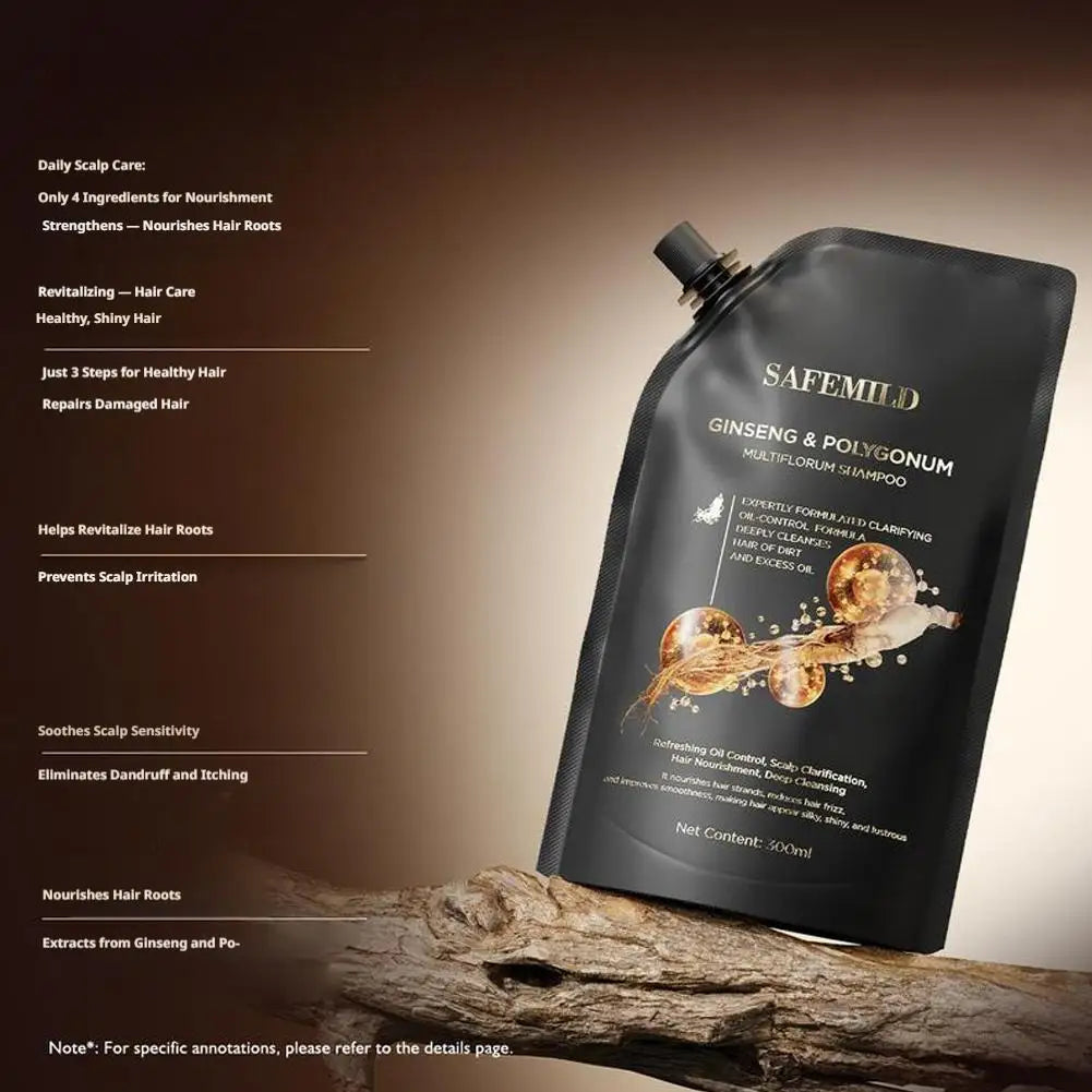 Ginseng & Polygonum Multiflorum Shampoo Hair Growth Shampoo Deep Cleaning Nourishing Smoothing Repairing Dry Damaged Hair Care