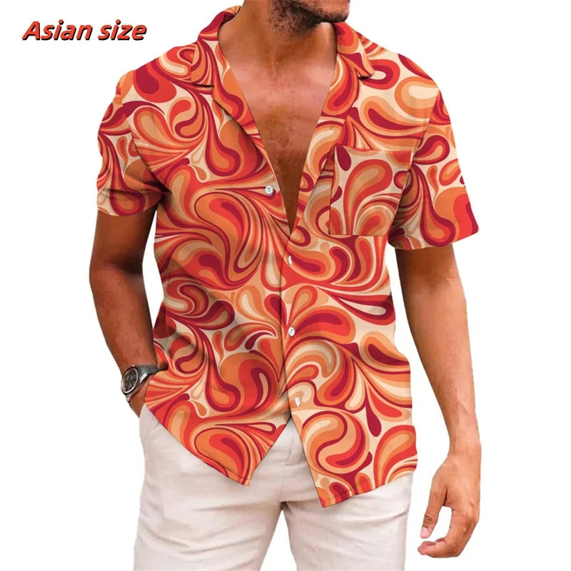 Leaf Coconut Tree Pattern Hawaiian Shirt For Men Plants 3D Printed Short Sleeve Tops Casual Lapel Aloha Shirts Loose Blouses