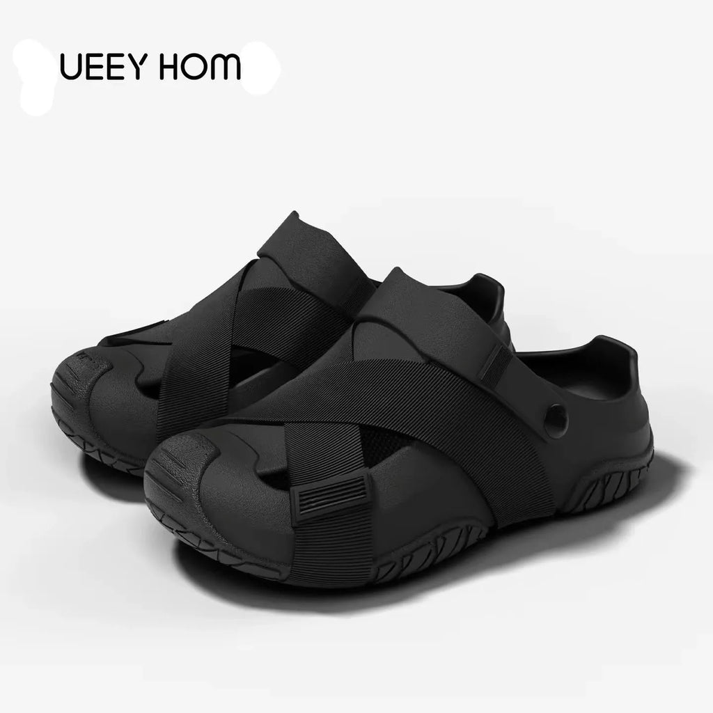 Men's Summer Closed-Toe Slides Soft & Bouncy Indoor Outdoor Two-Way Beach Shoes Versatile Casual Hiking & Outdoor Clogs