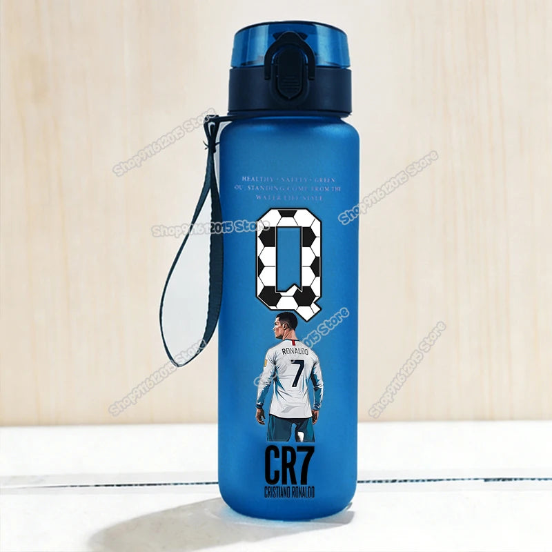 650ml CR7 Ronaldo Water Bottle Soccer Star Letter A-Z Children Outdoor Drink Bottle School Kids Straw Cup Boy Girl Sport Jugs