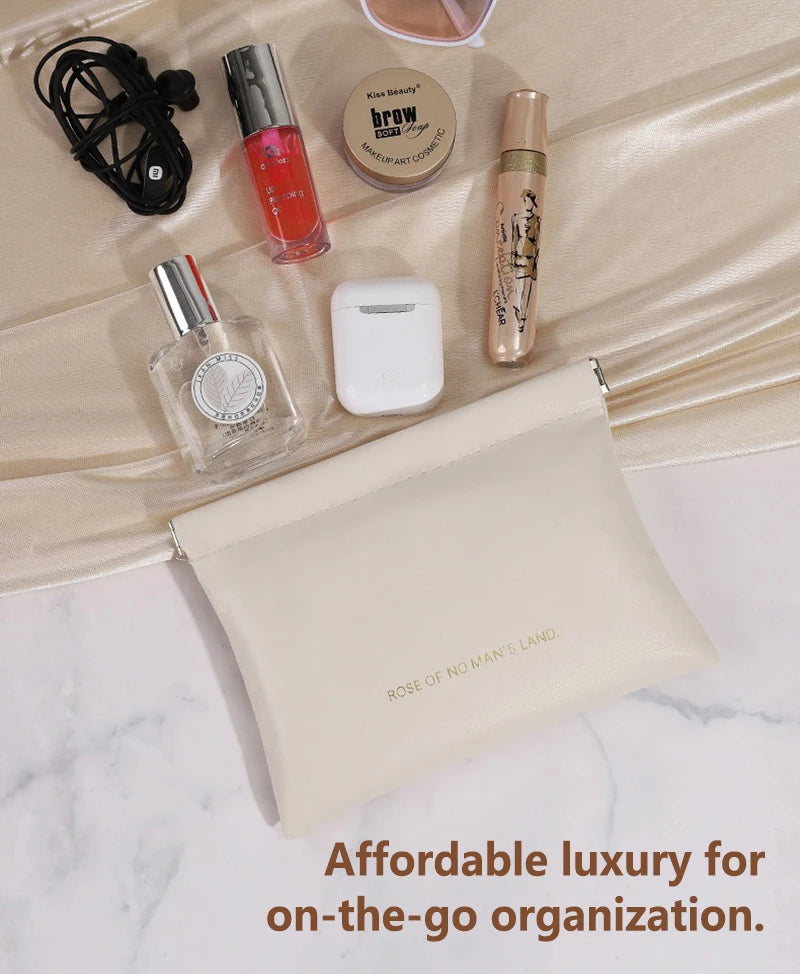 Automatic Closed Purse Bag Mini PU Separate Earphone Charging Cable Storage Bag Portable Zero Wallet Coin Lipstick Storage Bag