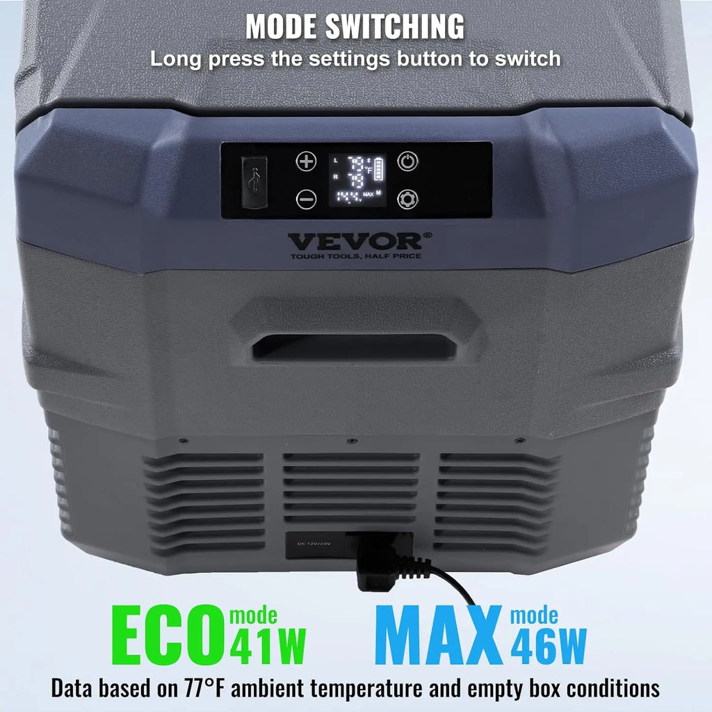 32L Dual Zone Car Refrigerator, Portable Freezer, -20°C to 20°C, 12/24V DC & 100-240V AC, Compressor Cooler for Camping RV