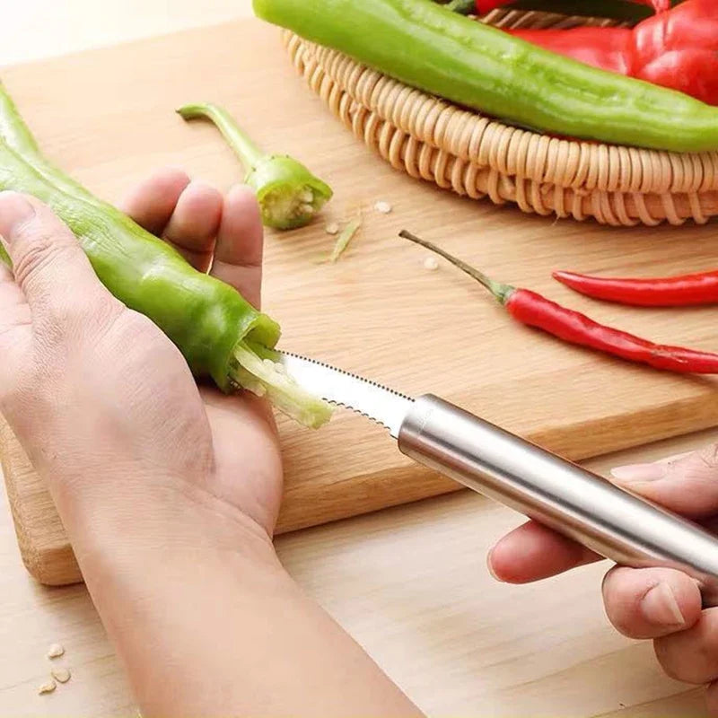 1/2PCS Vegetable Fruit Coring Tool Pepper Tomato Slicer Edge Rotating Cutter Corers Seed Remover Stainless Steel Kitchen Gadgets
