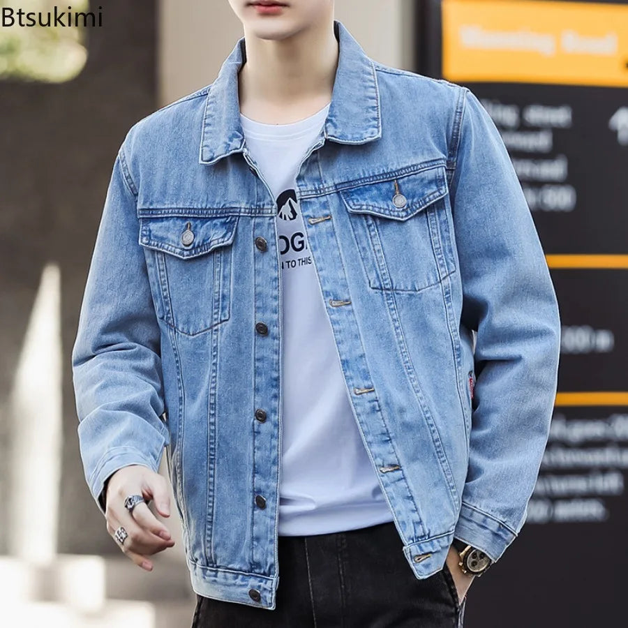 2026 Denim Jackets Men's Fashion Casual Multi Pockets Cargo Jacket Handsome Motorcycle Jean Coats New Men Clothing Oversized 5XL