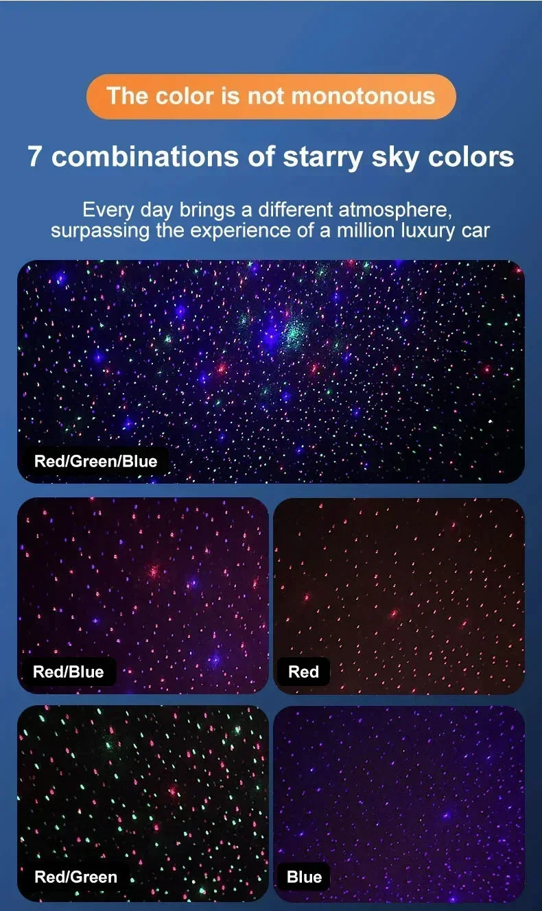 Three-color aromatherapy car long-lasting spray diffusion inside a variety of fragrance pickup atmosphere lamp car full of stars