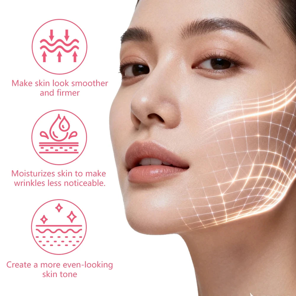 Serum YOUNGCOME Pink Peptide 12PDRN Serum with Hydrolyzed Collagen & Bakuchiol, Lightweight Daily Facial Care for All Skin Types