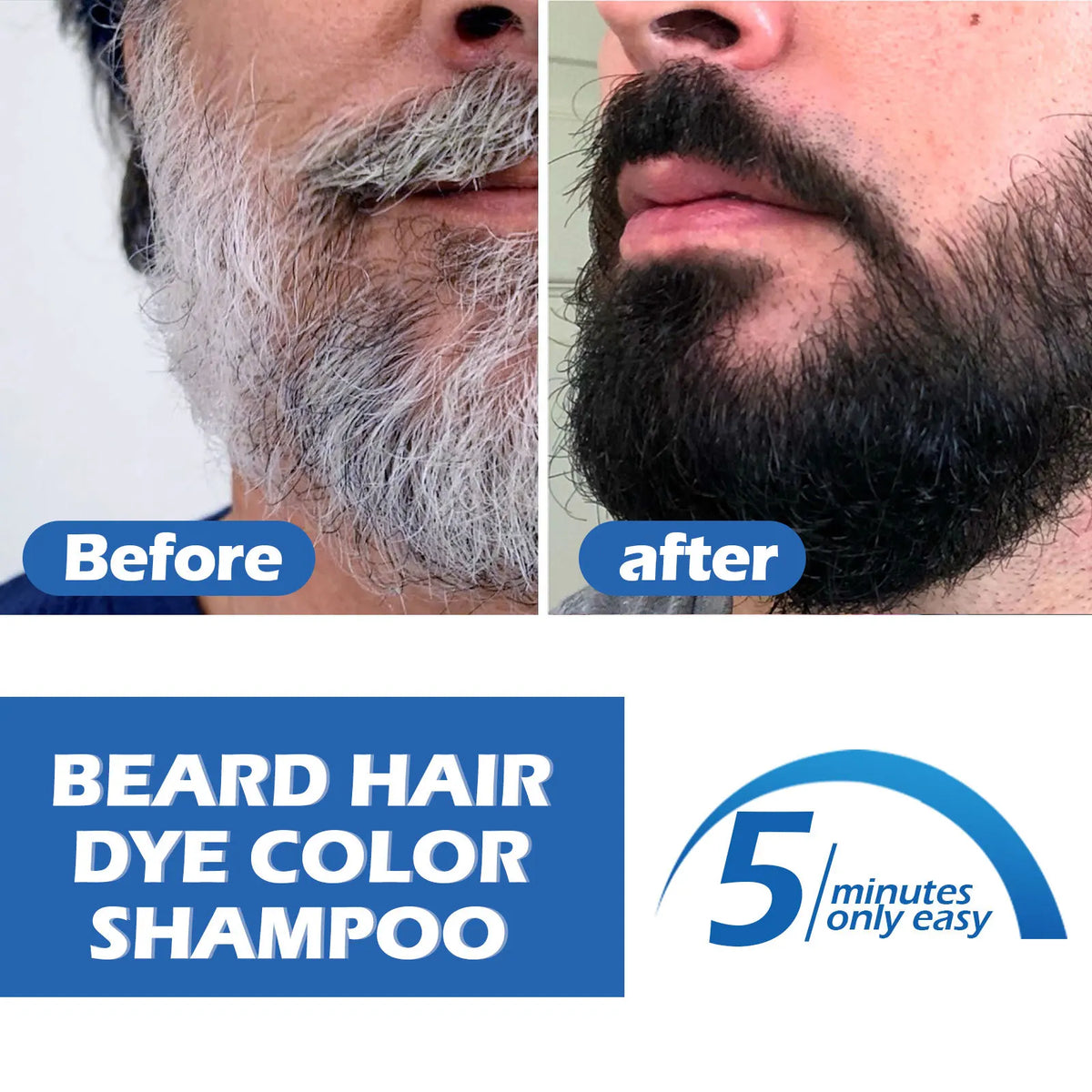 Natural Beard Dye Shampoo Permanent Repair White Grey Hair Removal Instant Mustache Dying Blacking Fast Beard Coloring for Men