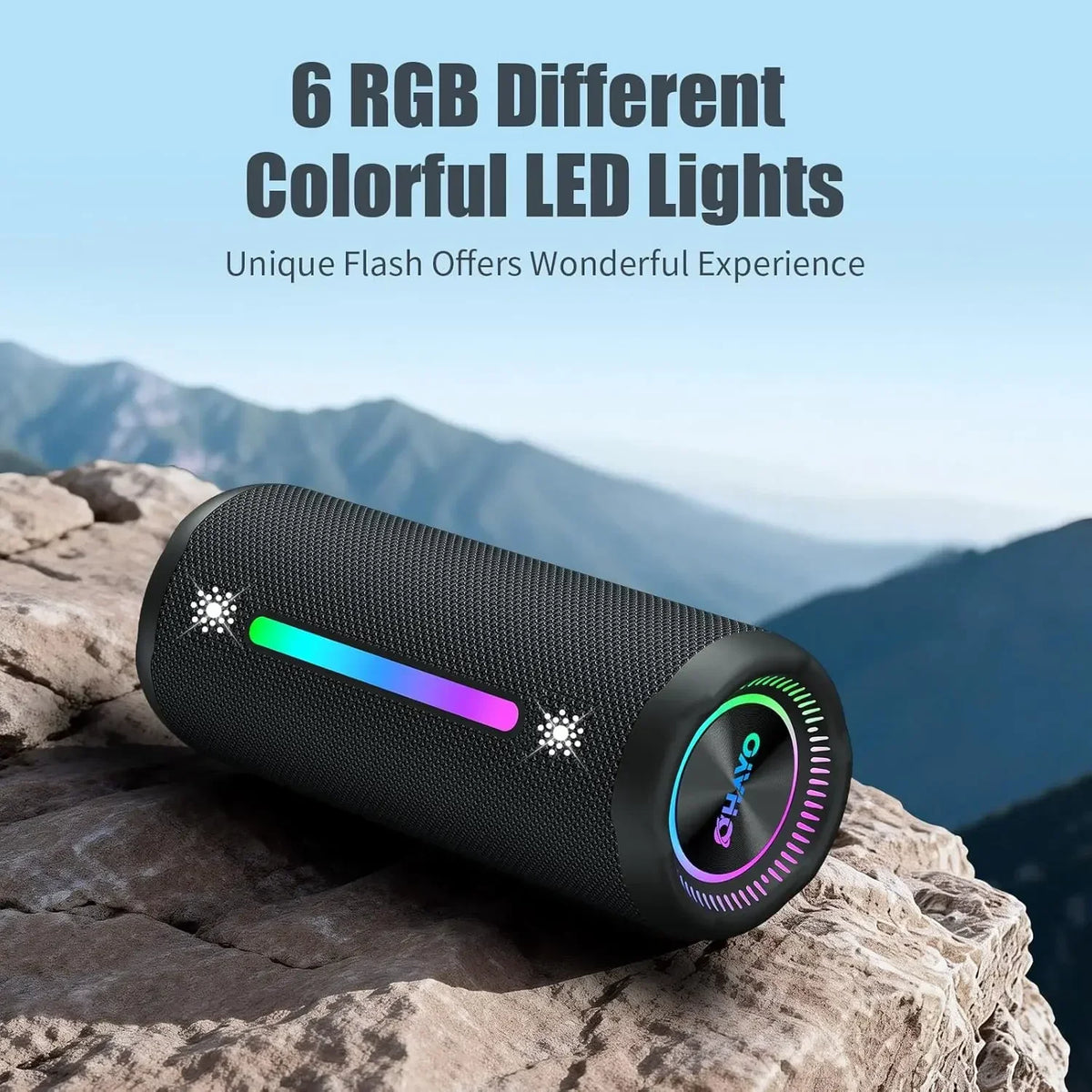 OHAYO Bluetooth Speaker with LED Light 35W HIFI Outdoor Loud Speaker IPX7 Waterproof, Enhanced Bass Sound, Wireless Stereo Pairing, Portable Wireless Speakers for Home Travel Sport