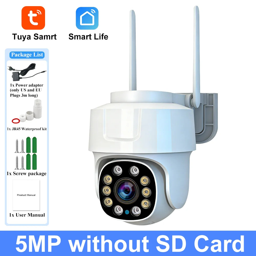 Tuya Smart Life 5MP Outdoor Waterproof Home Security Auto Tracking AI Human Detection Camera WIFI Network Surveillance Camera