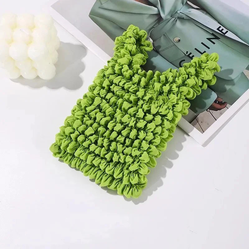 New Bubble Bags Expansion Fold Pleated Flexible Stretch Mini Shopping Bag Large Capacity Elastic Portable Handbag Storage Bag