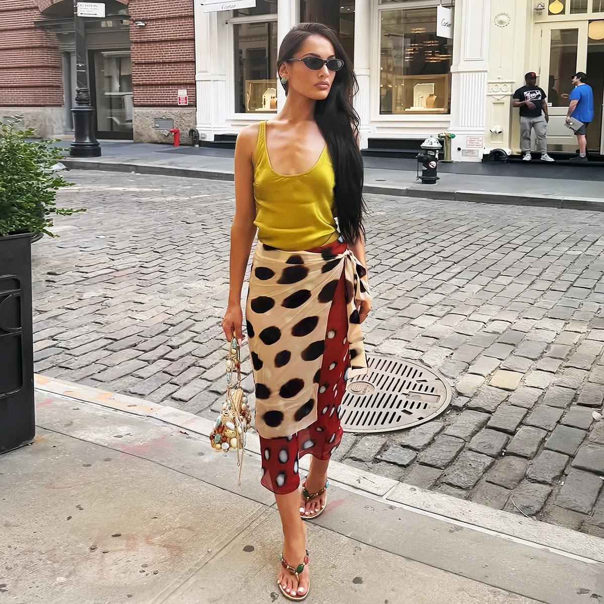 Trendy Slip Dress Animal Print V-neck Ruched Drawstring Sexy Maxi Women Dresses Beach Vacation Stylish Retro Summer Party Outfit