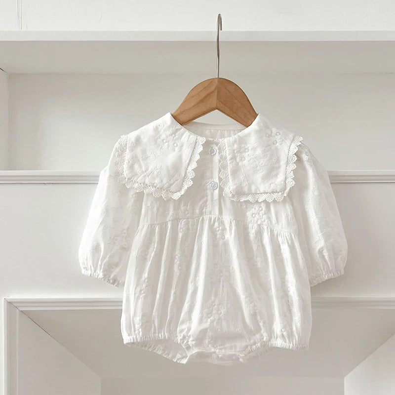 0-24M New Infant Baby Girls Jumpsuit Baby Romper Girls Embroidery Clothing Spring Cotton Long Sleeve Toddler Baby Girl Romper