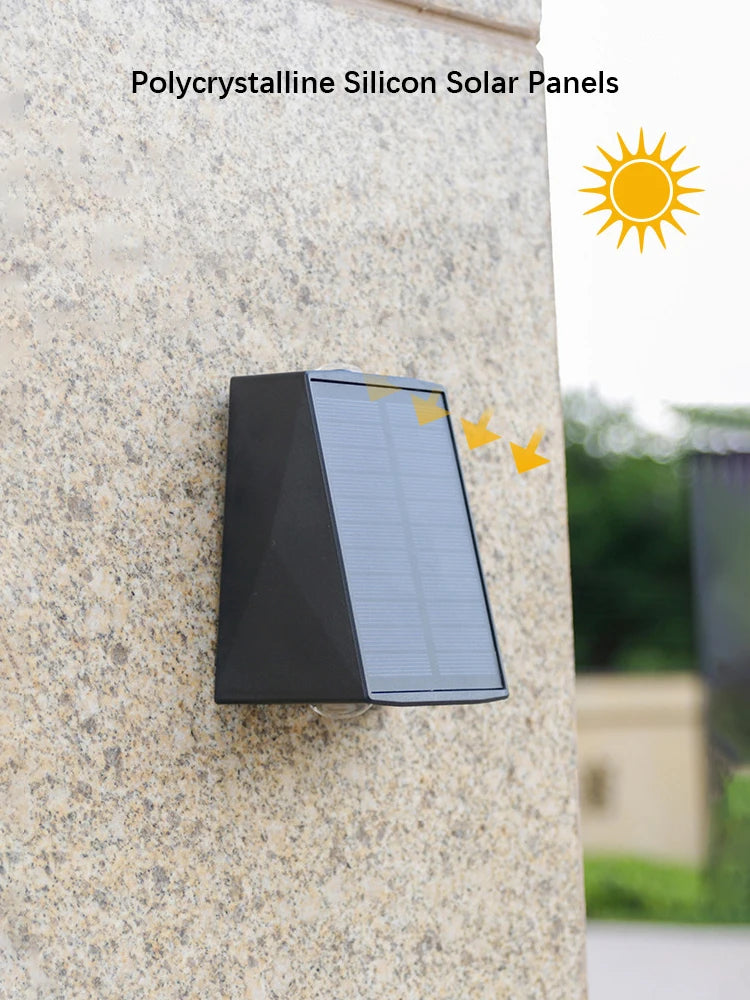 2LEDs Solar Outdoor Wall Lamp,Waterproof Atmosphere Lighting,Decorative Light for Garden Yard Porch Balcony Walkway Camping Deco