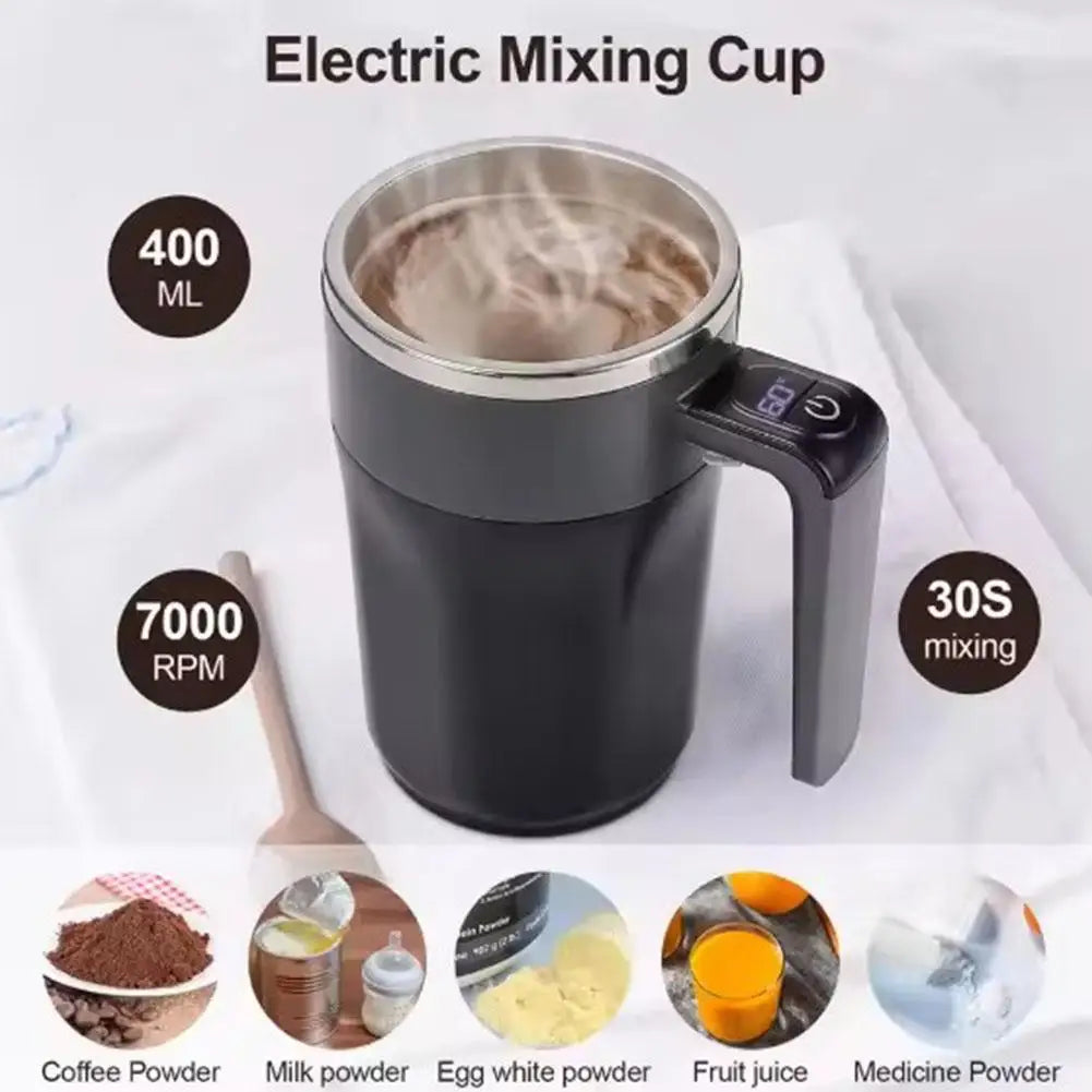 400ML Mixing Cup LED Temperature Display Coffee Cup 316 Stainless Steel Magnetic rotating stirring Milk Coffee Self Stirring Mug
