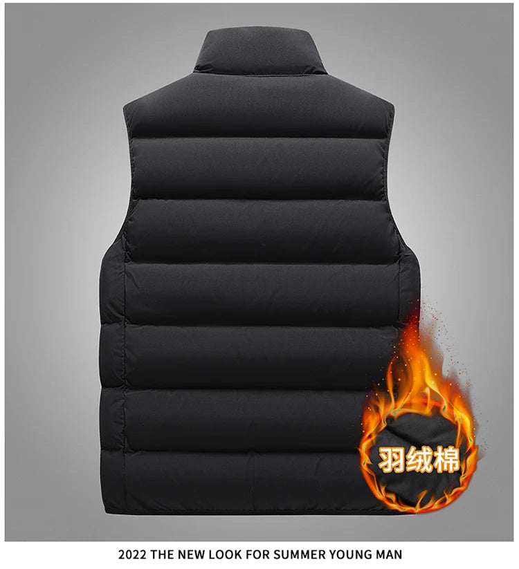 Male Stand Up Collar Vest Men Fashionable and Casual Waistcoats Thick New Vest for Autumn and Winter Men Cool and Warm Clothes