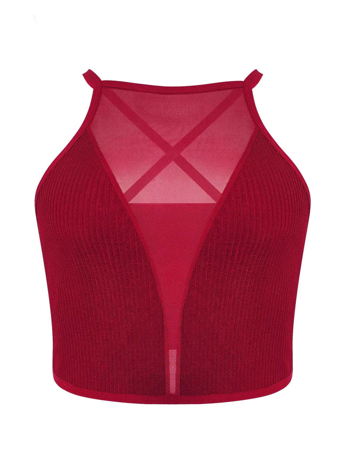 1pc Sexy Mesh Camisole Crop Top Corset Ribbed Backless Underwear Hot Fashion Women Casual BrassiereTank Top Bralette Lingerie
