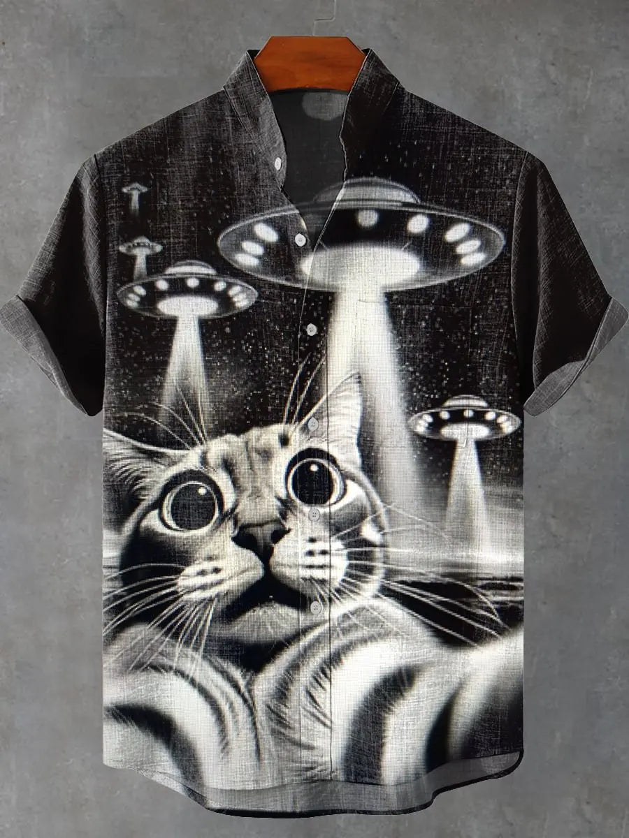 2025 Party Short Sleeve Shirt Road Animal Pattern Printed Short Sleeve Button Shirt Summer Fashion Casual Style