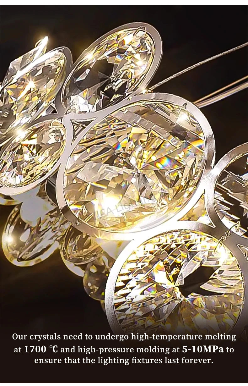Modern Crystal Chandelier Luxury Villa Living Room Bedroom Dining Room Kitchen Modern LED Ceiling Hanging Lamp