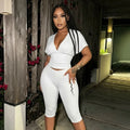 Women Sexy 2 Piece Pant Sets Summer Club Party Batwing Sleeve V Neck Crop Top Capri Pants Matching Set Beach Vacation Outfits