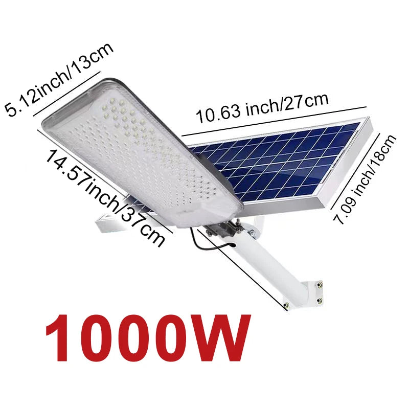 1000W Solar Street Light Outdoor Solar Street Light IP65 Waterproof Automatic Dusk to Dawn Street Light For Garage Garden