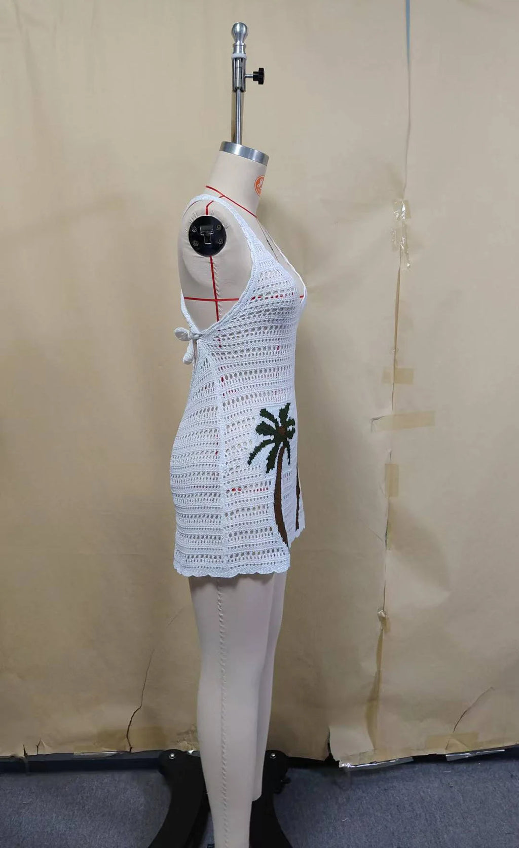 Sexy Women Knit Beach Dress Hollow-Out V-Neck Sleeveless Bikini Cover-Ups Dress Holiday Dress 2026 Summer Swimwear Beach