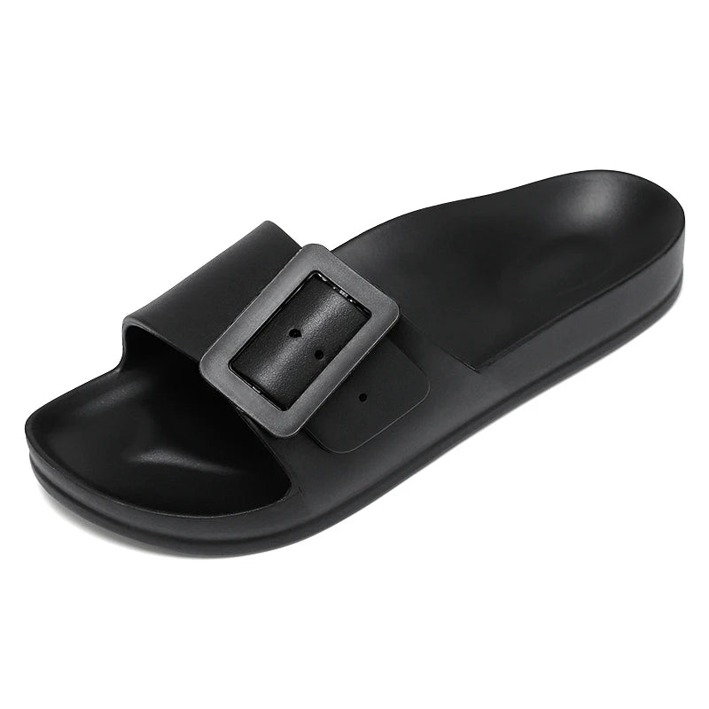 Adjustable Buckle Women's Sandals, Non-Slip, Lightweight, Flat-Soled Slip-On Sandals for Outdoor Wear, Beach Sandals, Bathroom S