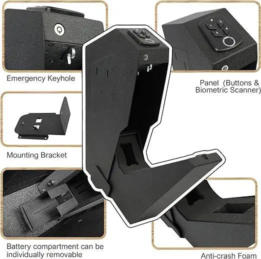 Home-use fingerprint password key pistol safe Cross-border small European and American wall-mounted side-hanging pistol safe box