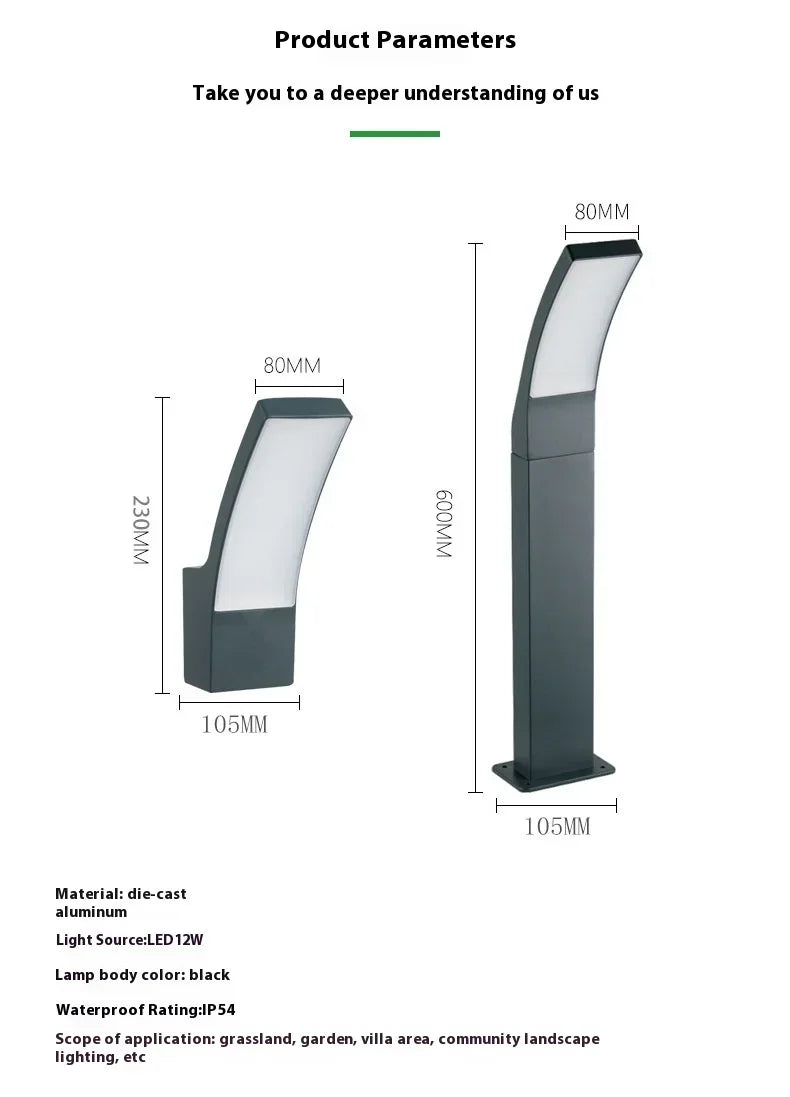 85-265V Indoor Outdoor LED Wall lamp For Garden Street Lighting Aluminum Modern Minimalist LED Wall Light Waterproof IP65 12W