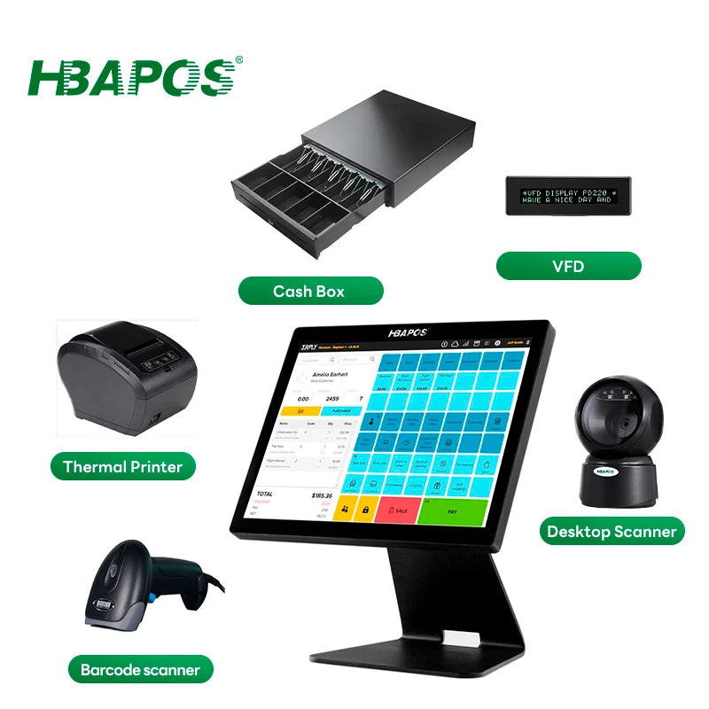 ATV&UTV15'' Main Display All in One Cash Register POS System Machine Billing System Terminal