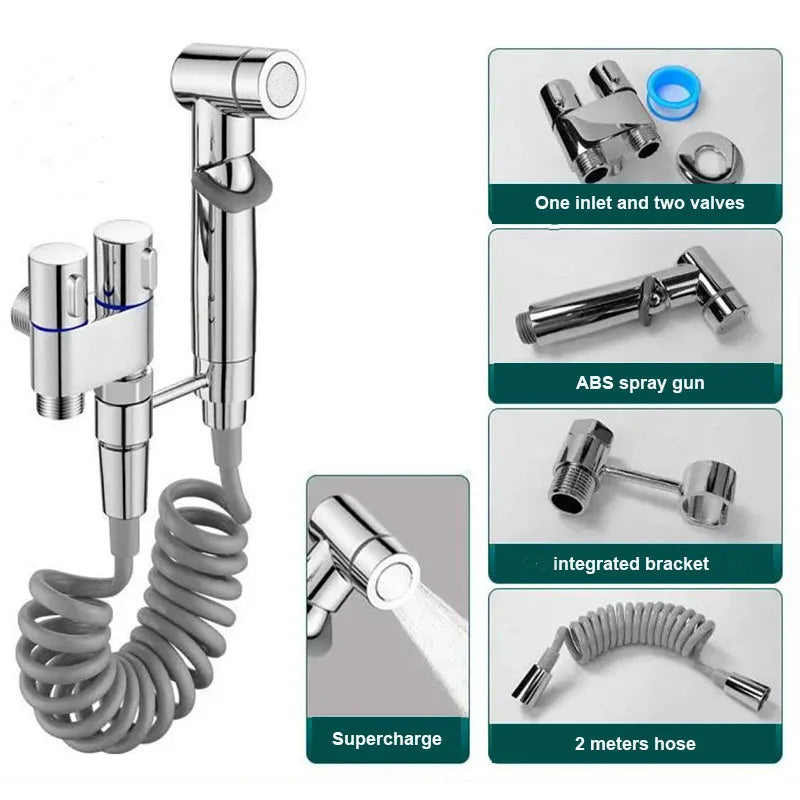 Handheld Toilet Bidet Sprayer Bidet Faucet Shower Head Hygienic Shower Toilet Faucets Double Outlet Bidet Toilet Accessories