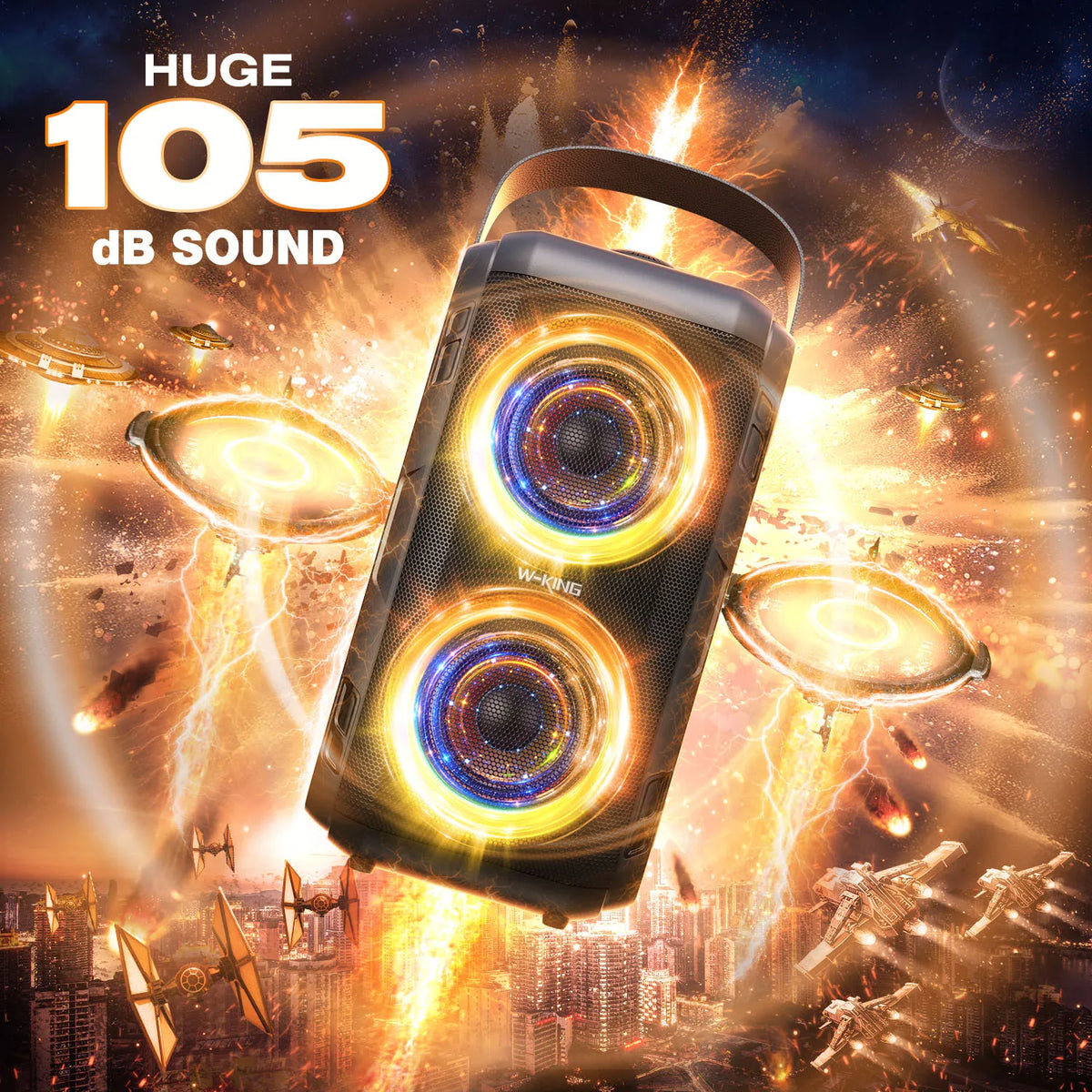 W-KING T9-2 Bluetooth Speaker 80W RMS 180W Peak 105dB Party Speaker with Microphone Deep Bass Portable Karaoke Speaker DSP RGB Lights