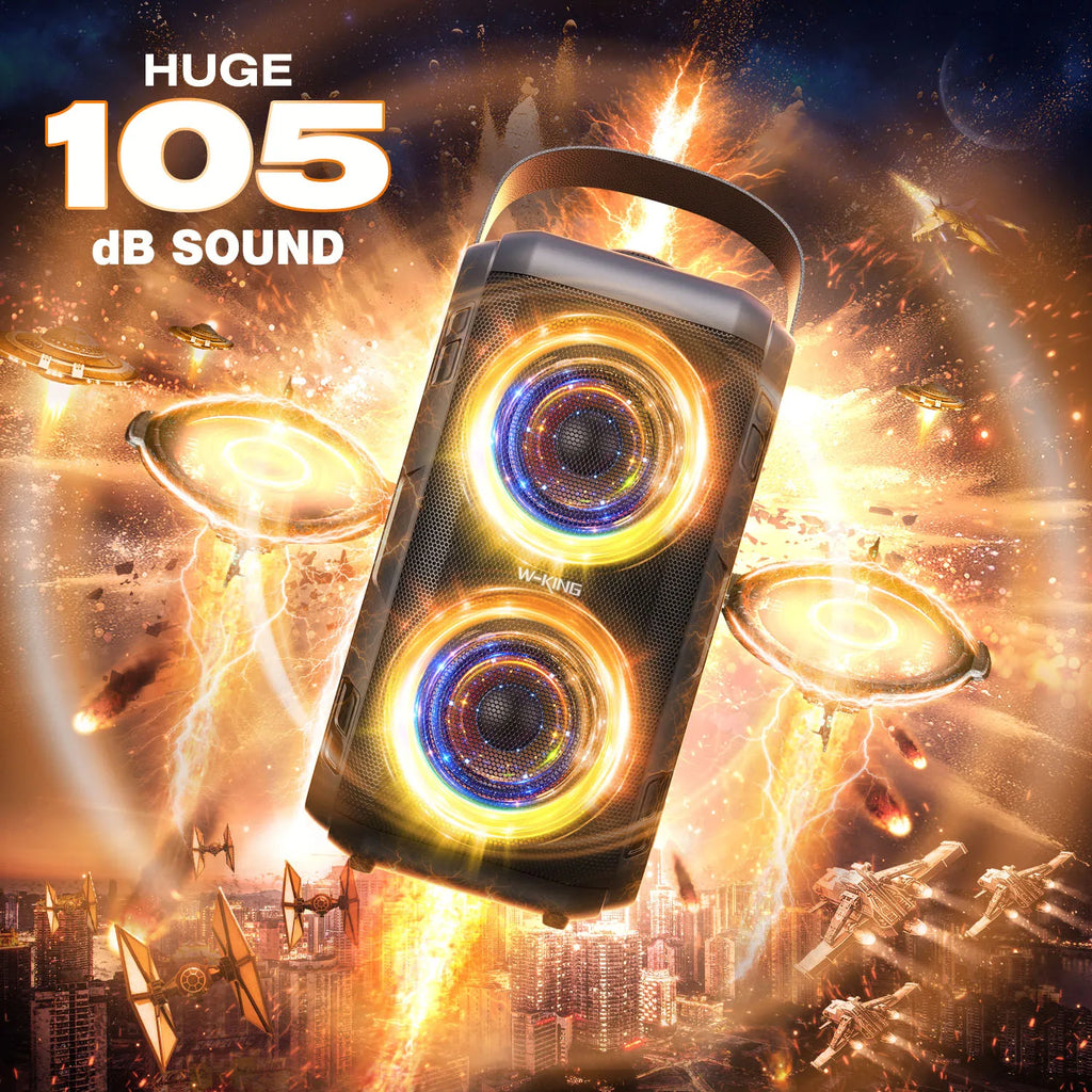 W-KING T9-2 Bluetooth Speaker 80W RMS 180W Peak 105dB Party Speaker with Microphone Deep Bass Portable Karaoke Speaker DSP RGB Lights