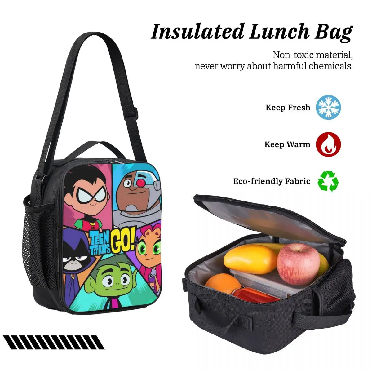 3Pcs Teens Titans Go Beast Boy Backpack Set for Boy Girl Pencil Boxes Bookbag Sets with Lunch Box For School Students Knapsack
