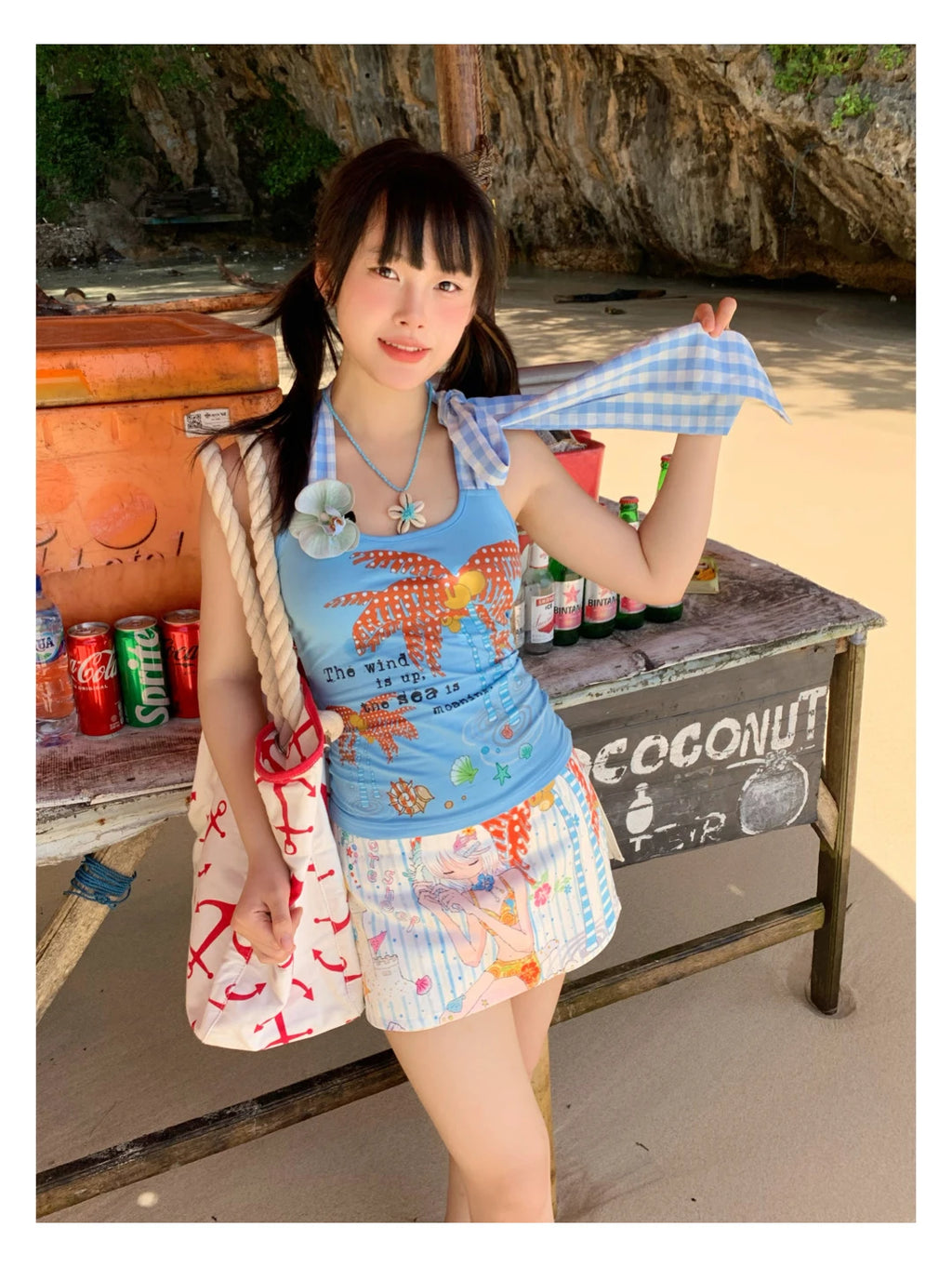 Erwofeina Hotsweet Blue Patchwork Plaid Halter Tops 2000s Clothes Y2k Sleeveless Camis Summer Tank Tops Beach Camisole Chic