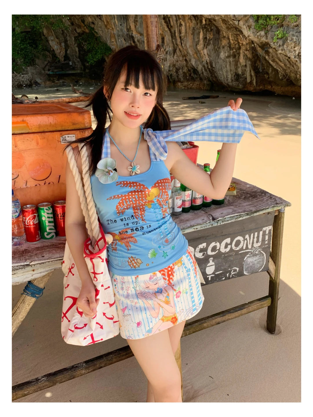 Erwofeina Hotsweet Blue Patchwork Plaid Halter Tops 2000s Clothes Y2k Sleeveless Camis Summer Tank Tops Beach Camisole Chic