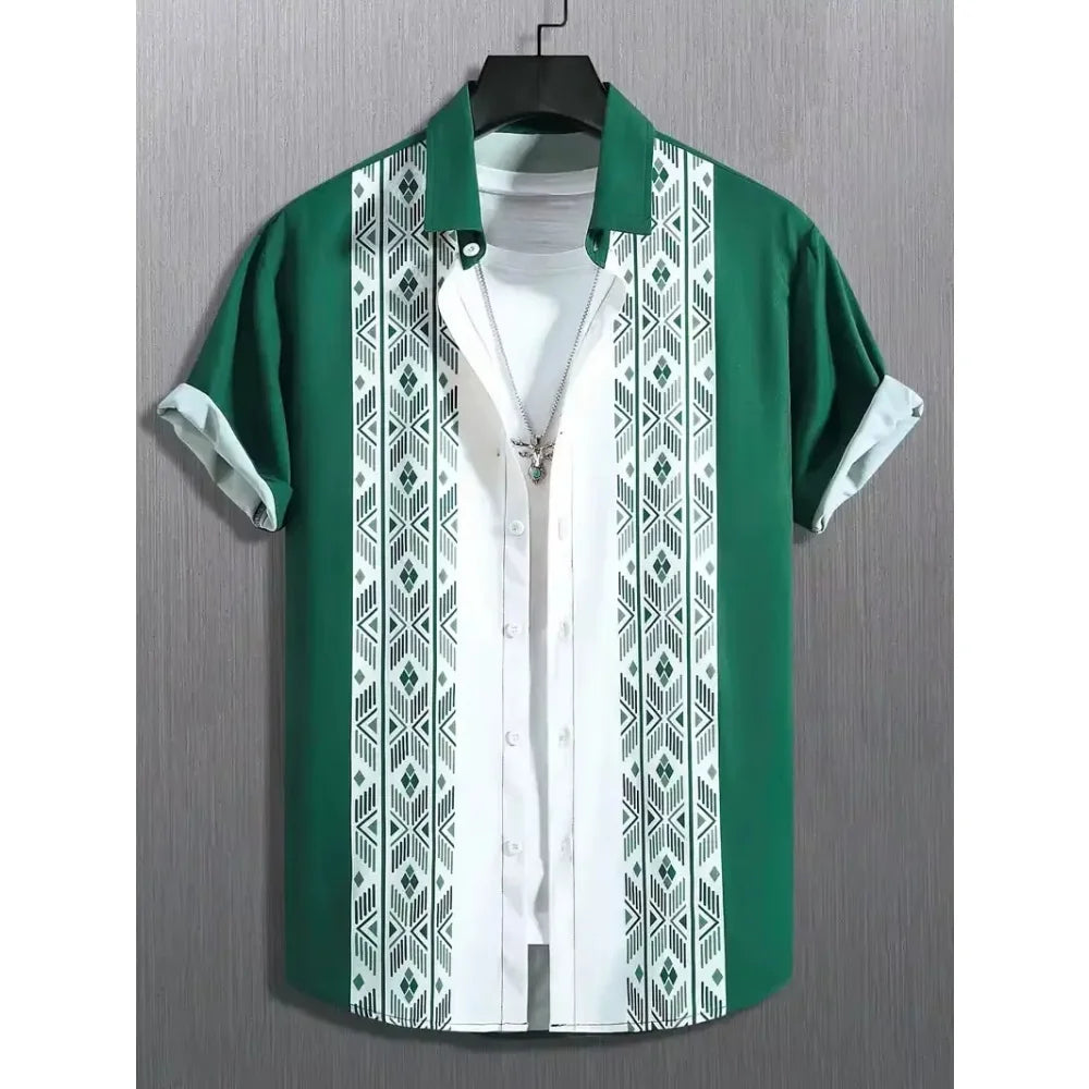 Hawaiian Shirt Summer Crisp Simple Everyday Men's and Women's Lapel Button-Down Top Oversized Cool Summer Casual Men Clothing
