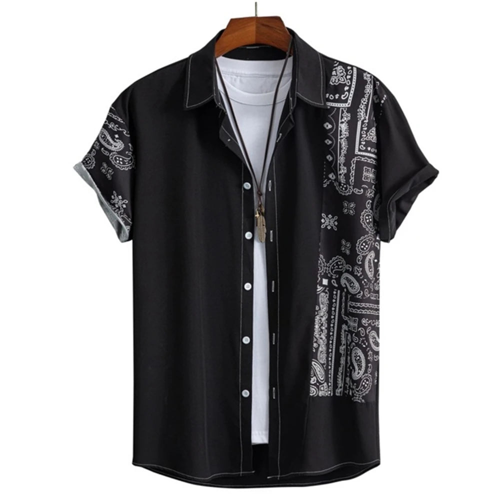 3D Printed Ethnic Men's Hawaiian Shirts Vintage Button Short Sleeve Lapel Retro Streetwear Hawaiian Blouse shirts for men Summer