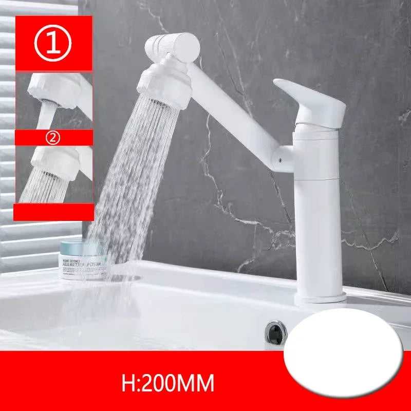 1080° Swivel Bathroom Sink Faucet Basin Faucet Mixer Deck Mounted Splash Proof Water Tap Shower Head Aerators Tapware