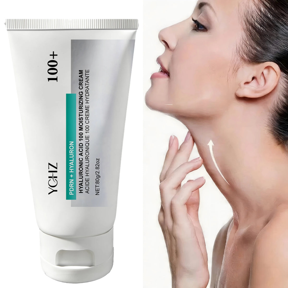 Hyaluronic Acid 100% Moisturizing Cream, Lightweight, Improves Dull Skin and Deeply Repairs Dry and Sensitive Skin, Anti-Aging Cream, Korean Skincare - 80g