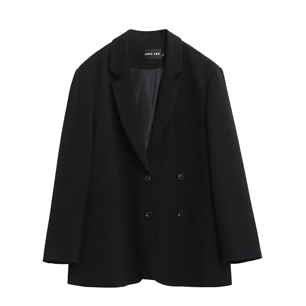CHIC VEN Women's Blazer Korean Casual Solid Long Sleeve Coats All-match Office Lady Elegant Fashion Clothing Spring Autumn 2023