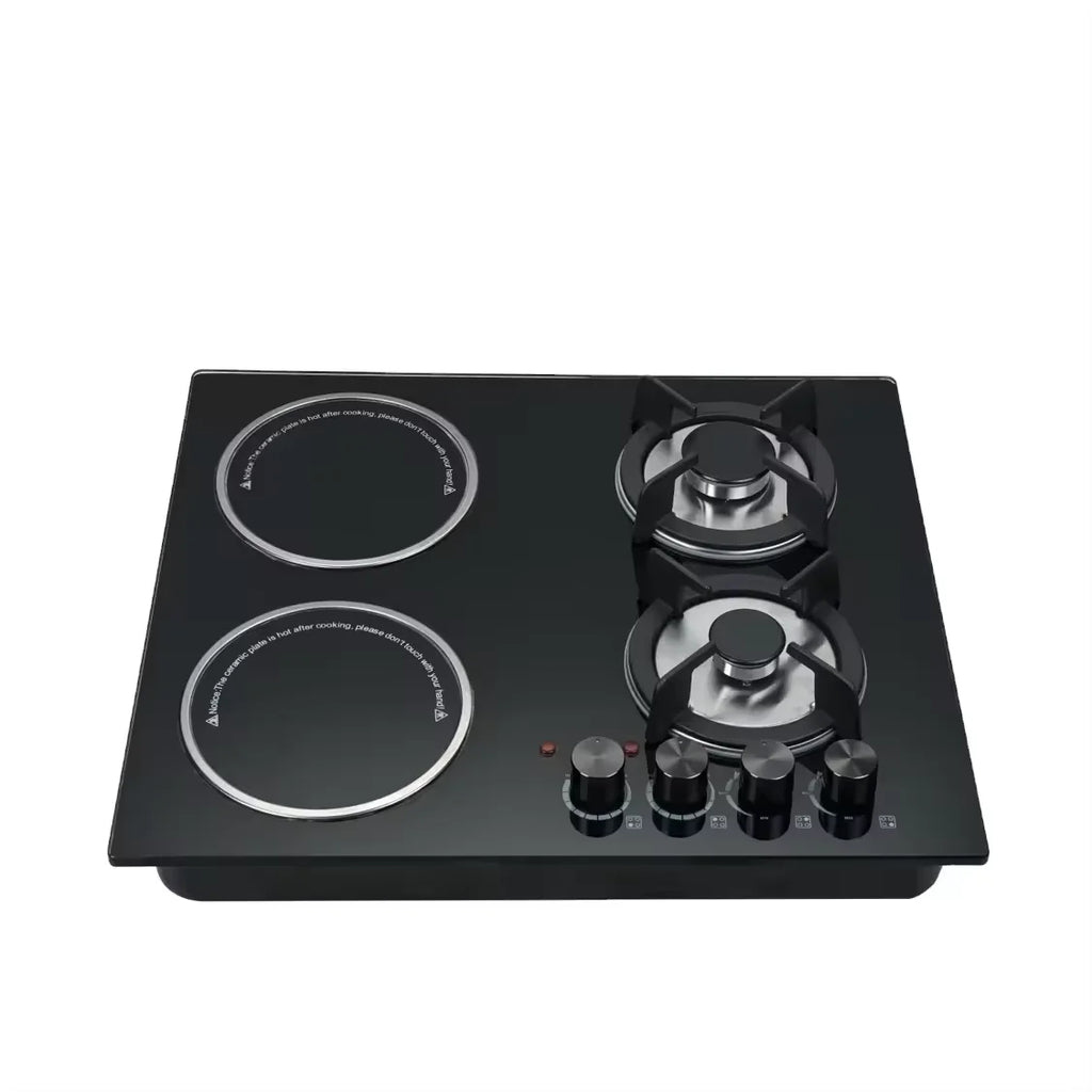 New Products Kitchen Appliances Glass Panel 4 Burners Gas Induction Combined Hob