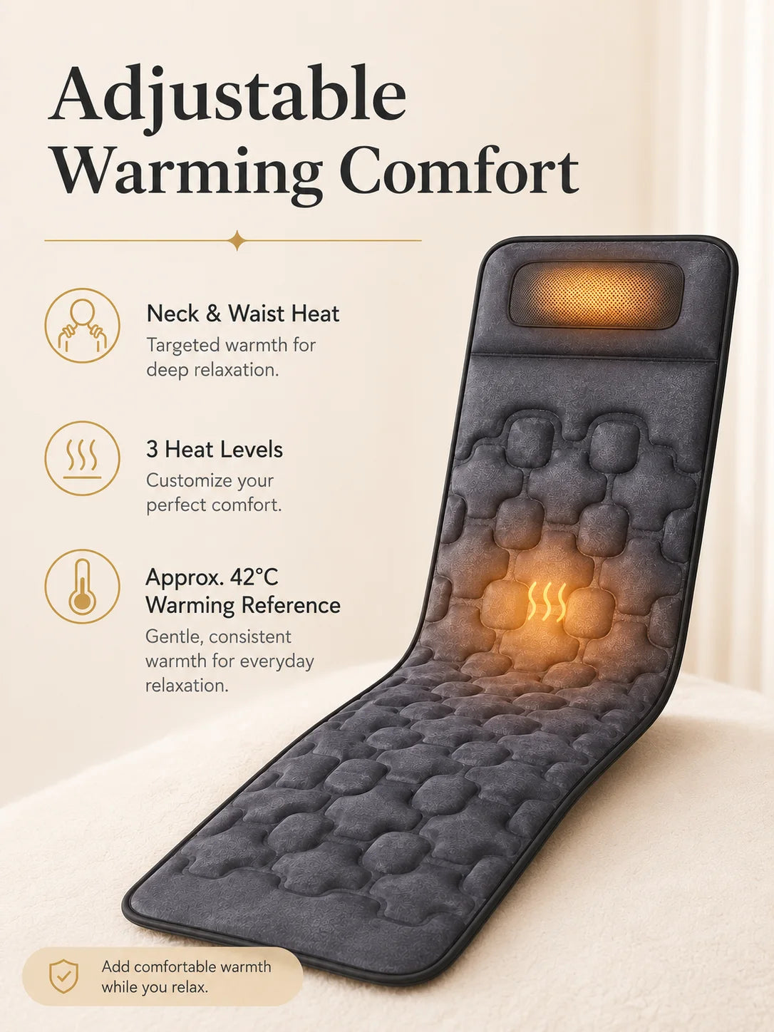 Full Body Massage Mat Foldable Neck Kneading 10 Motor Vibration Heat Shiatsu Electric Massage Cushion 9 Modes Wired Remote Home